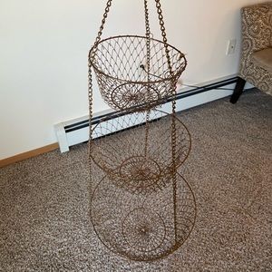 3 tier copper finish hanging basket